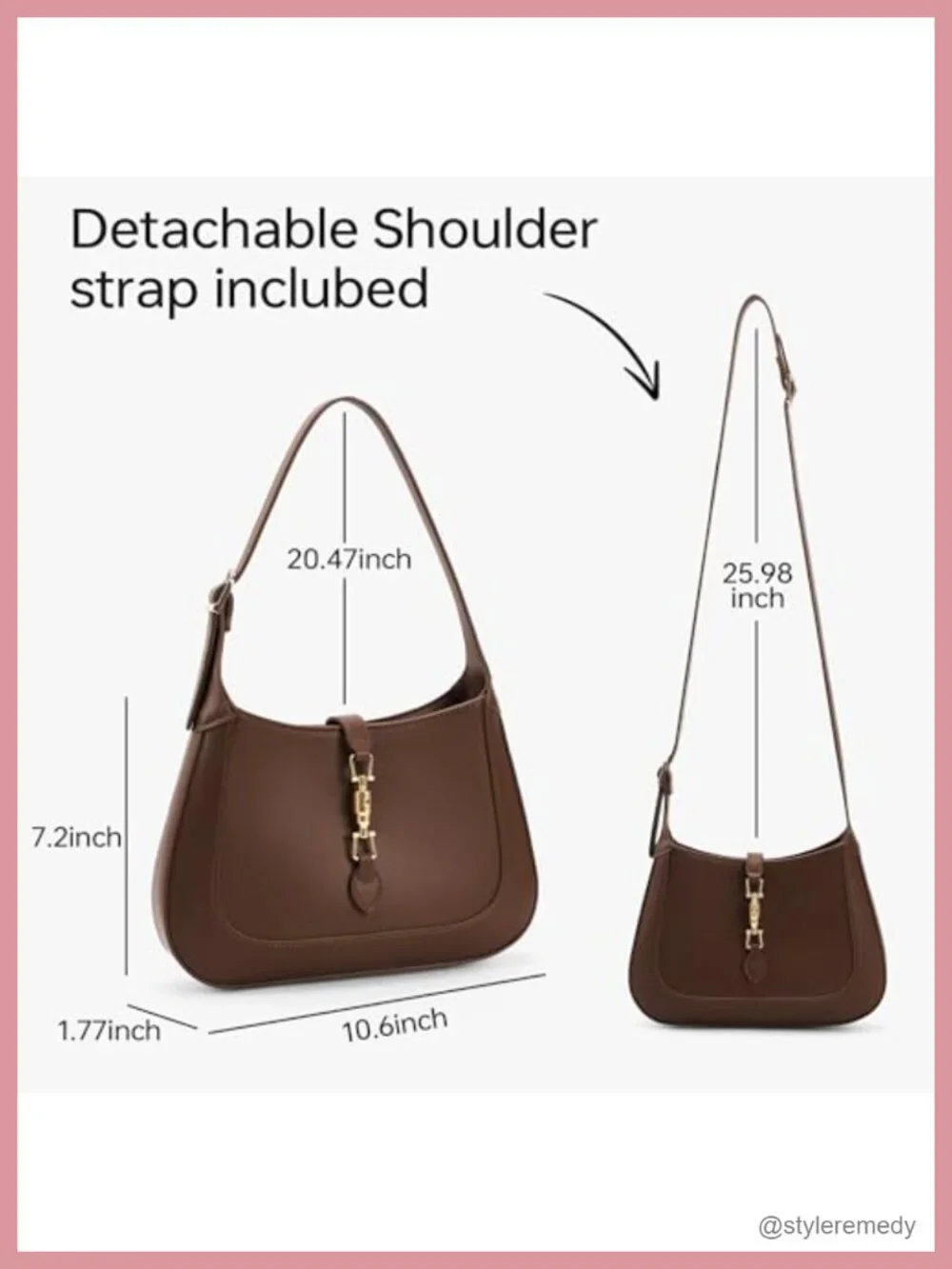 Crescent Faux Leather Hobo Shoulder Bag Adjustable Crossbody Purse Top Handle